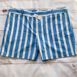 LOFT 6" inseam Shorts White Striped Blue‎ and peach size 10 new!!!